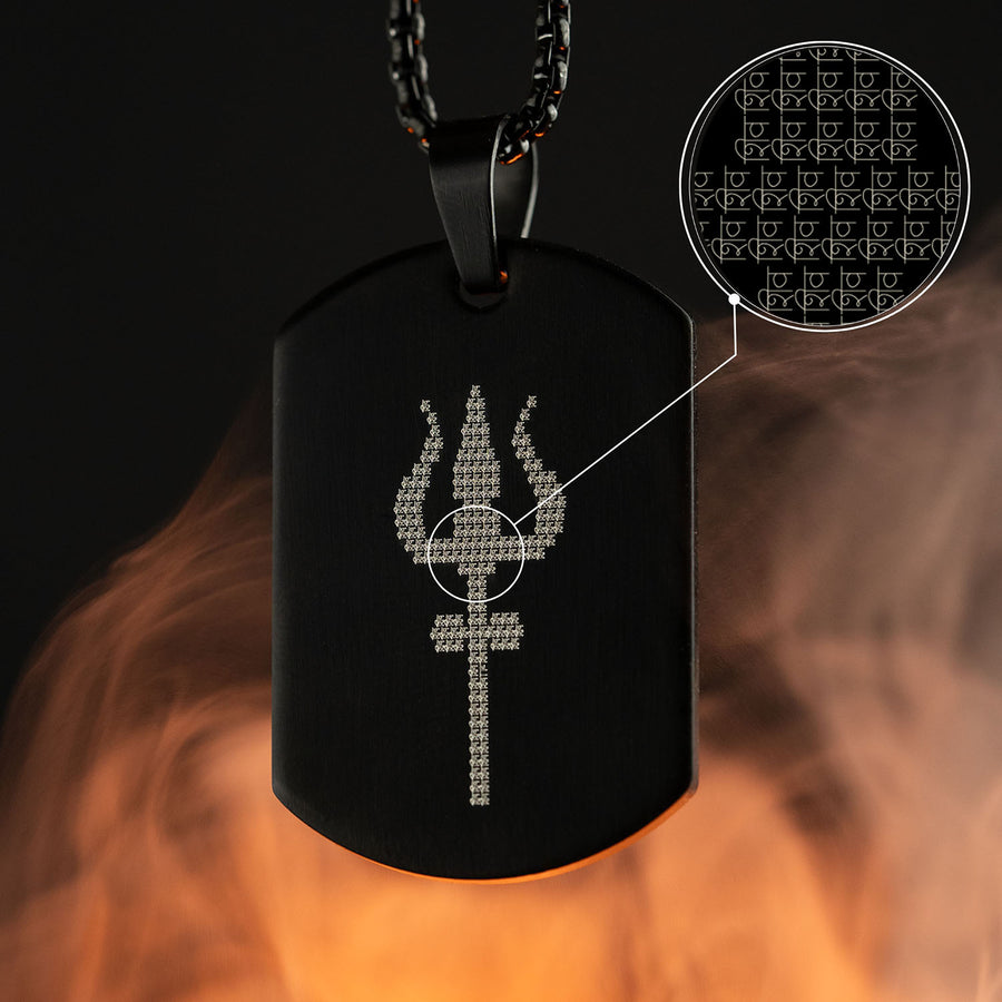 Shiv Trishul MicroCarved Tag Necklace