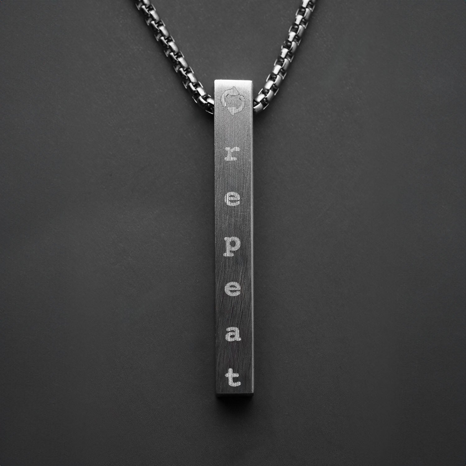 Silver Hustle Motivational Bar Necklace