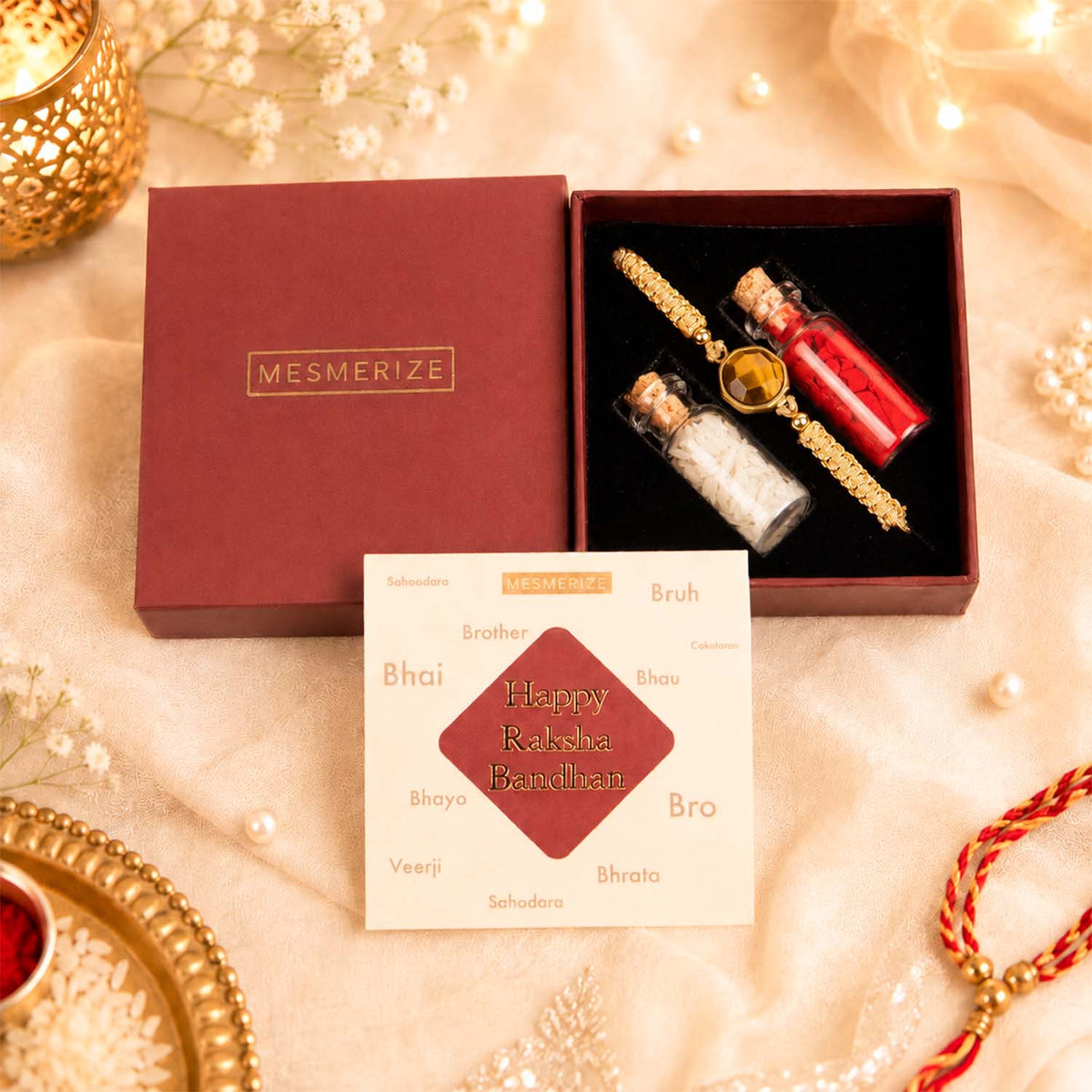 Tiger Eye 11 Carat Stone Rakhi Hamper