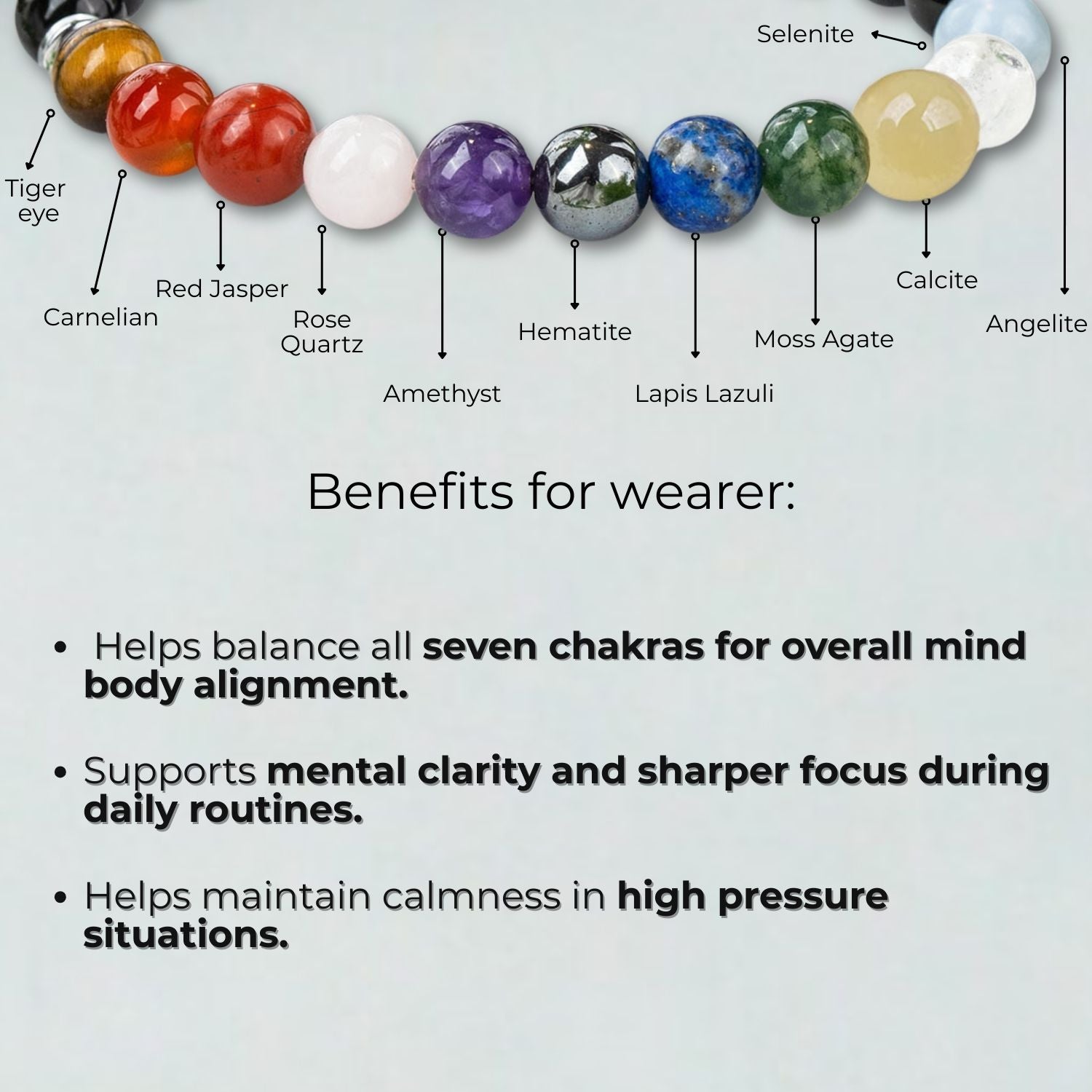 Ultimate 11 Chakra Natural Stone Elastic Bracelet