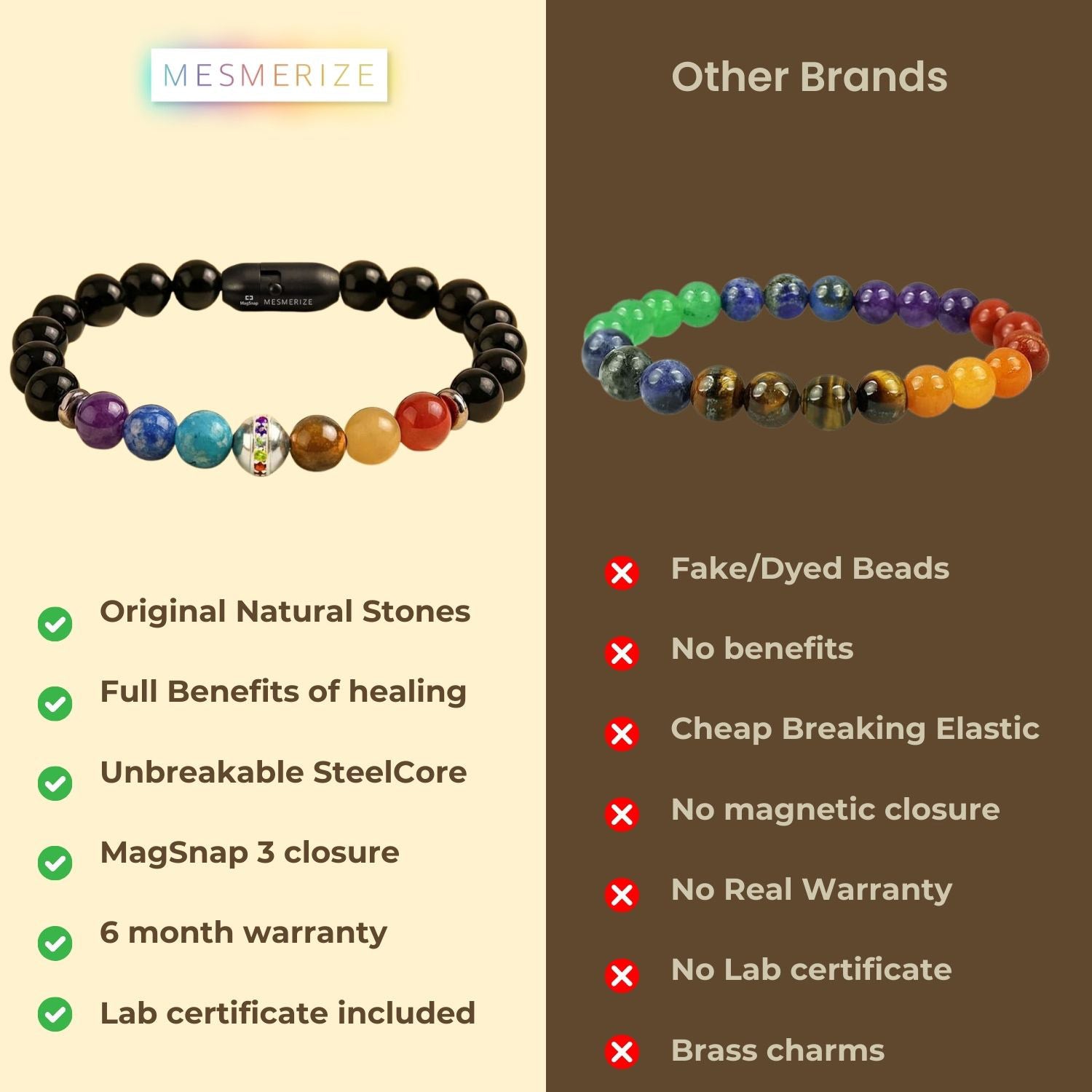 925 Sterling Silver Balance 7 chakra Natural Stone Bracelet With MagSnap2