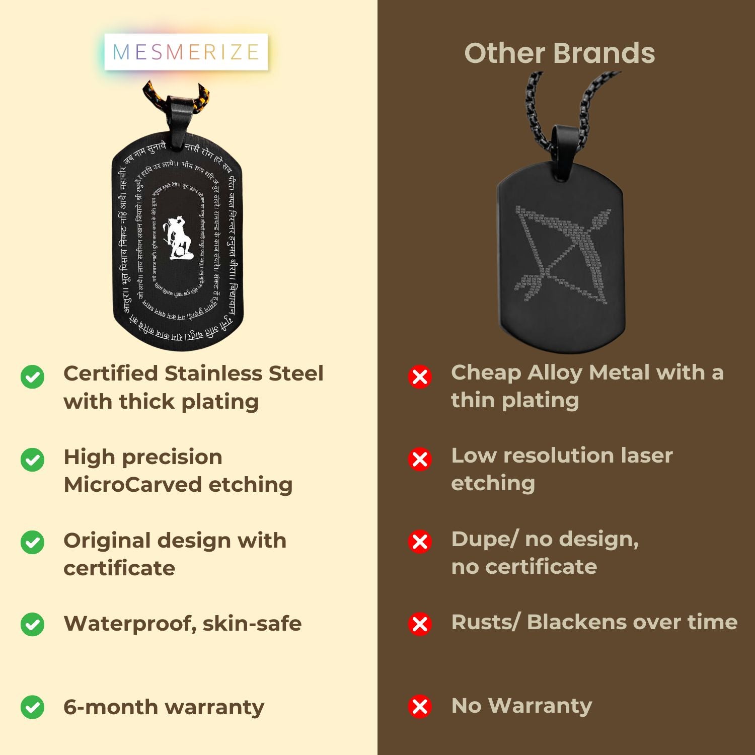 Positivity Hanuman Chalisa 9 Verse Black Tag Necklace