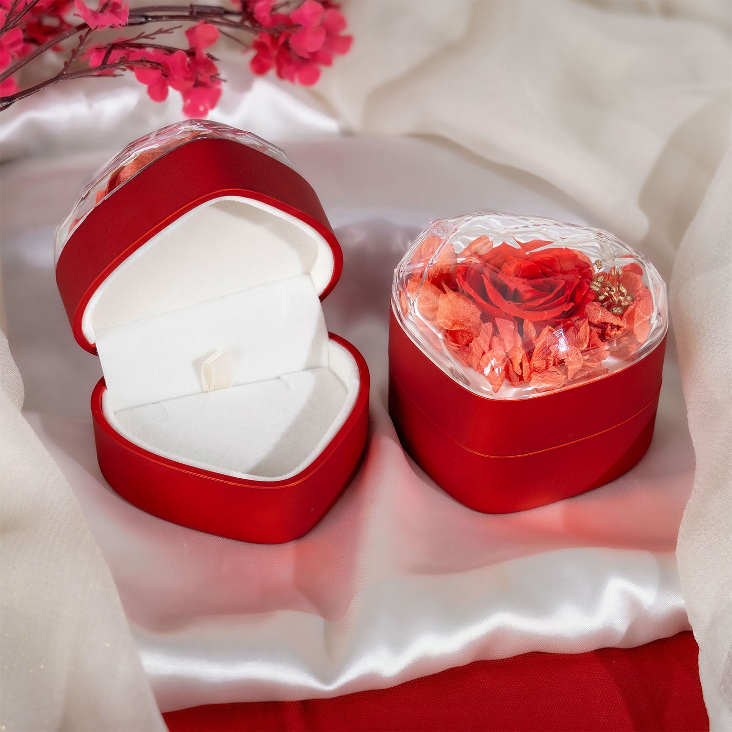 Valentine's Heart Shaped Preserved Rose Jewellery Box