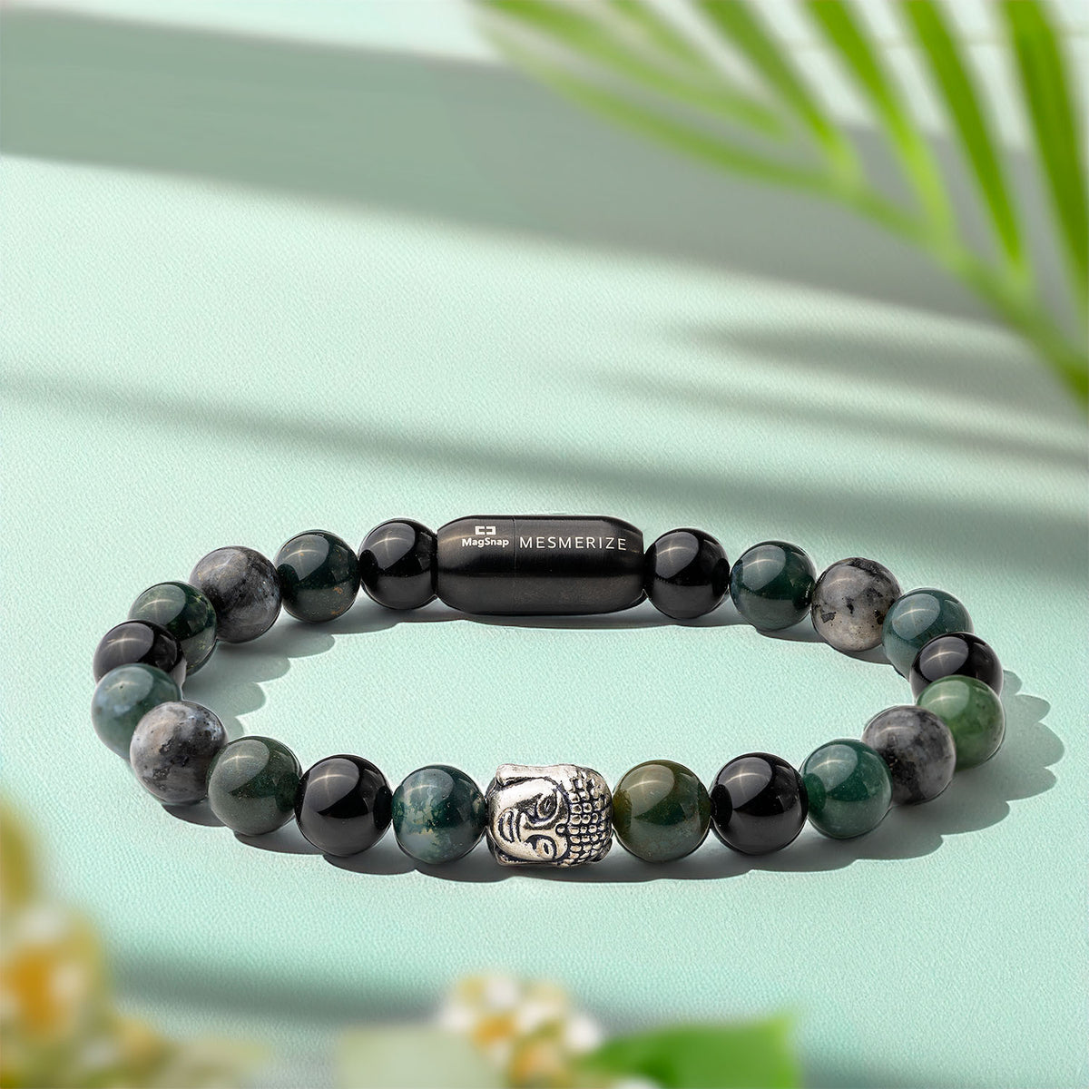 Zen Moss Agate Natural Stone Buddha Bracelet 2