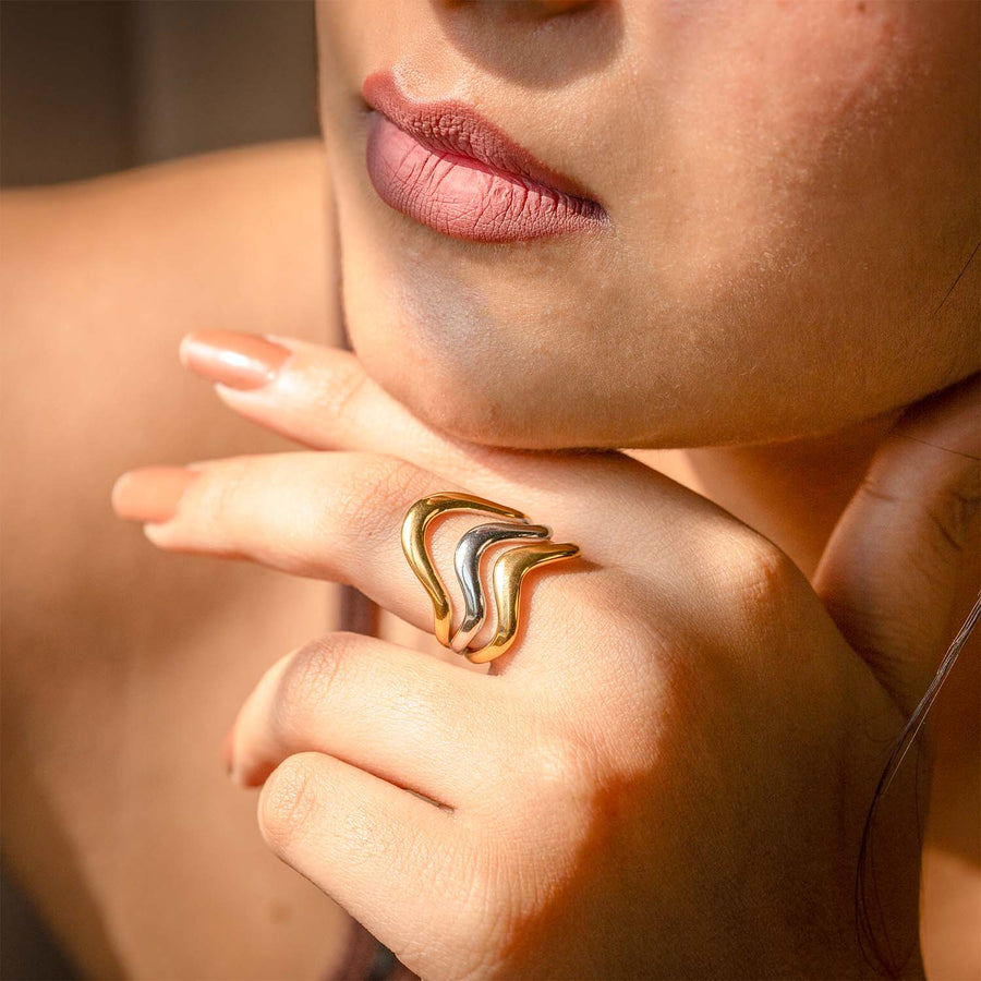 Zenith Contour Stack Dual Tone Ring