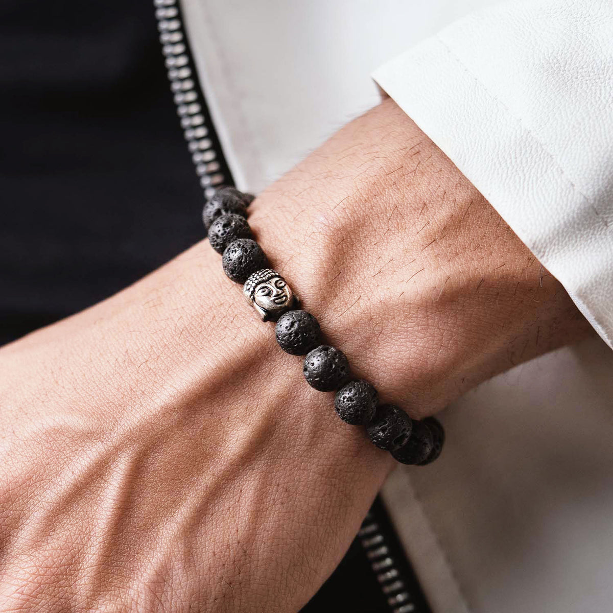 Lava Natural Stone Buddha Bracelet with MagSnap 4