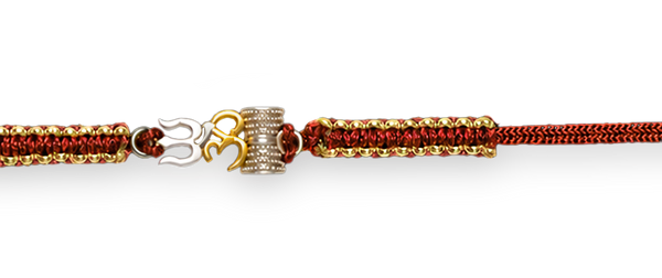 Om Trishul & Damru Pure Silver Plated Rakhi