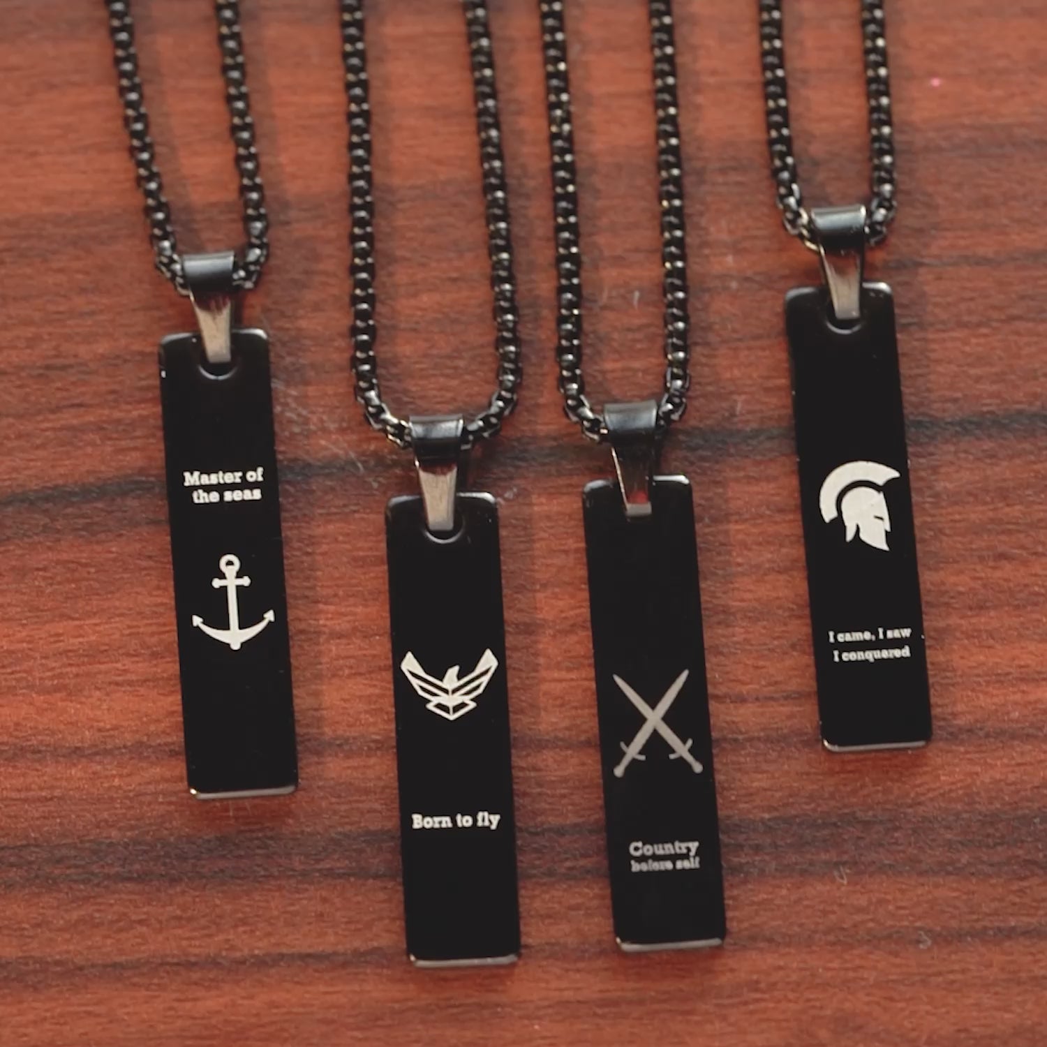 Black Army Combat Mini Bar Necklace